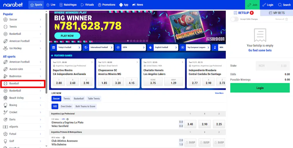 Baseball Nairabet Screenshot