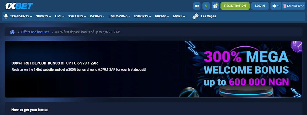 Basketball 1xBet Welcome Bonus Screenshot