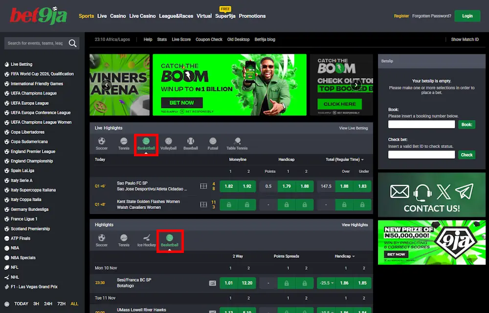 Basketball Bet9ja Screenshot