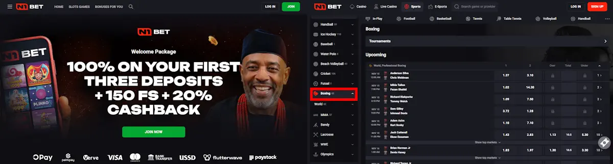 Boxing N1Bet Screenshot