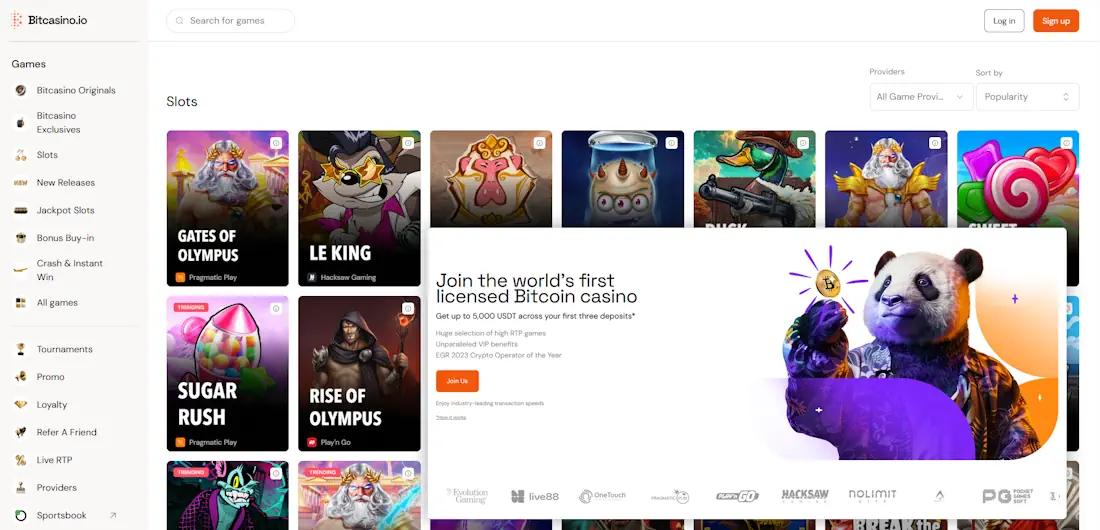 Bitcasino.io Casino Screenshot