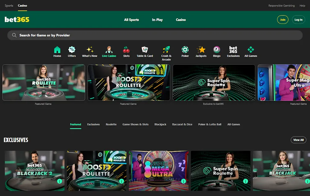 Bet365 Casino Screenshot