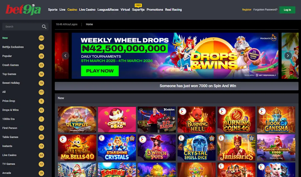 Bet9ja Casino Screenshot