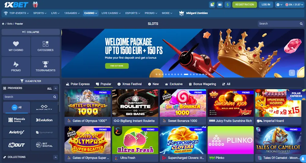 1xBet Casino Screenshot