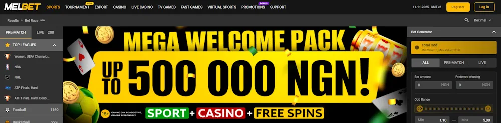 Cricket Melbet Mega Welcome Pack  up to 500 000 NGN Screenshot