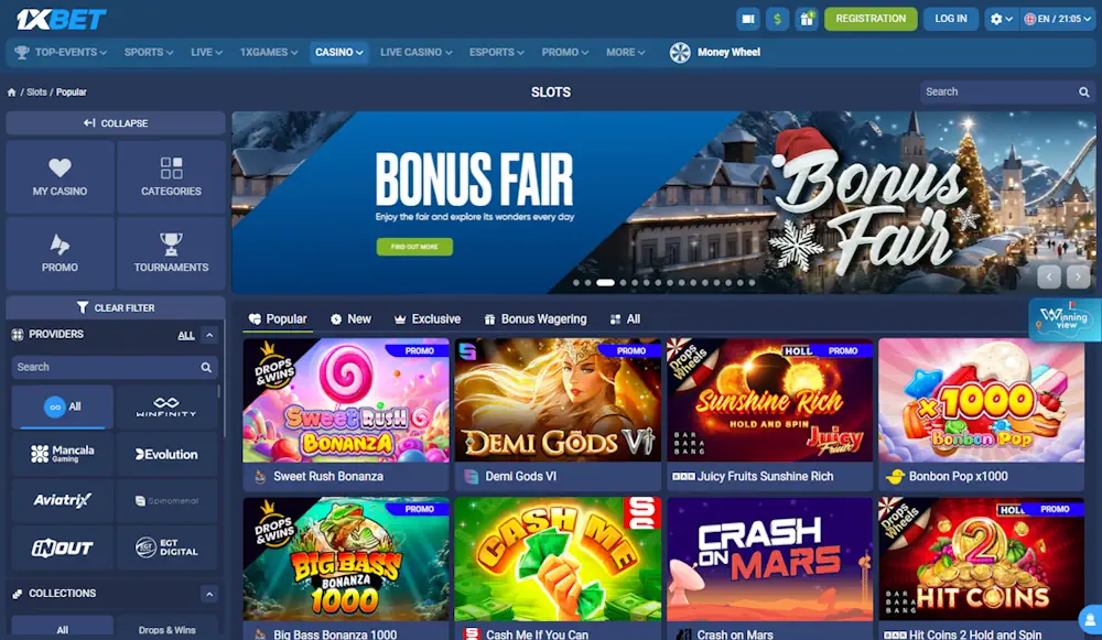 1xBet Casino Screenshot