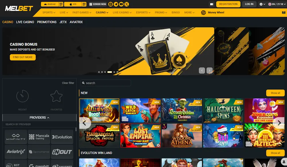 Melbet Casino Screenshot