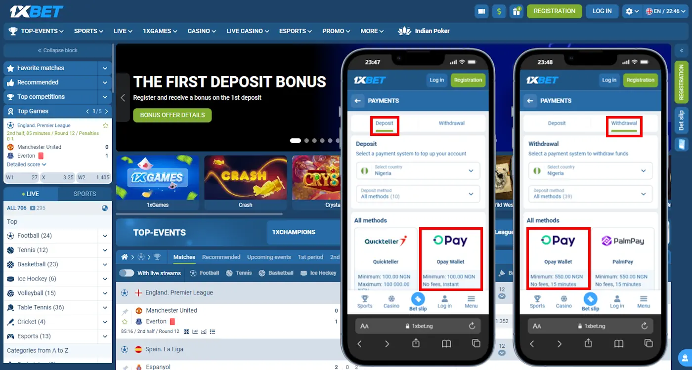 1xBet OPay Screenshot