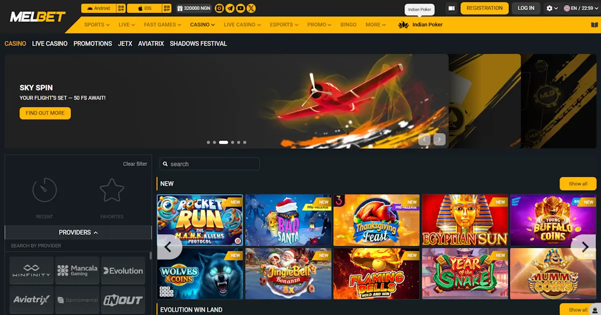 Melbet Casino Screenshot