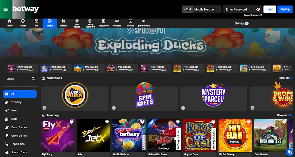 Betway Casino Screenshot