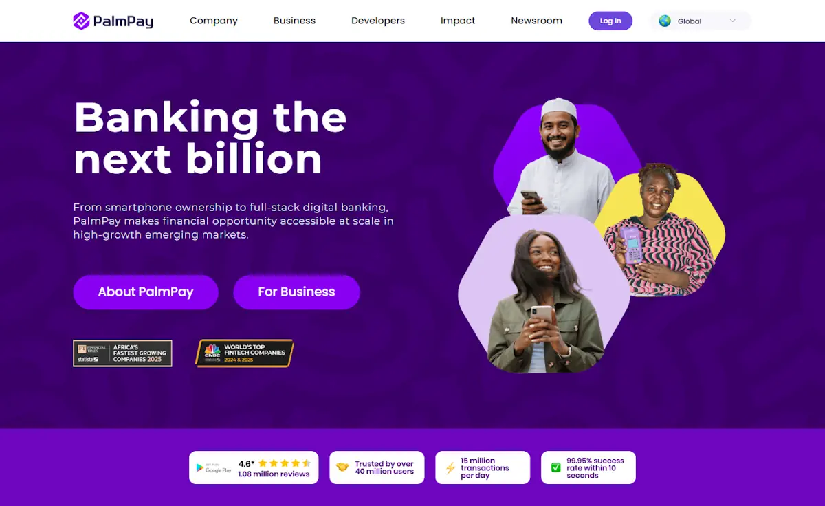 PalmPay Homepage Screenshot