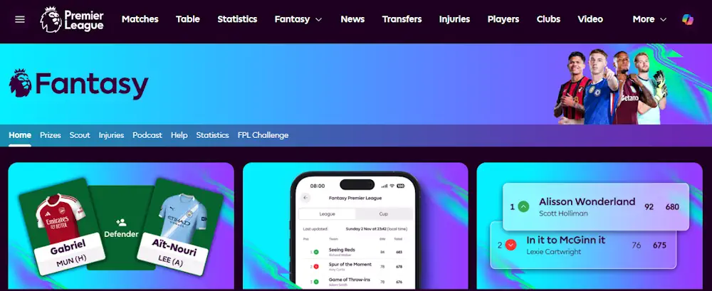 Fantasy Premier League app screens