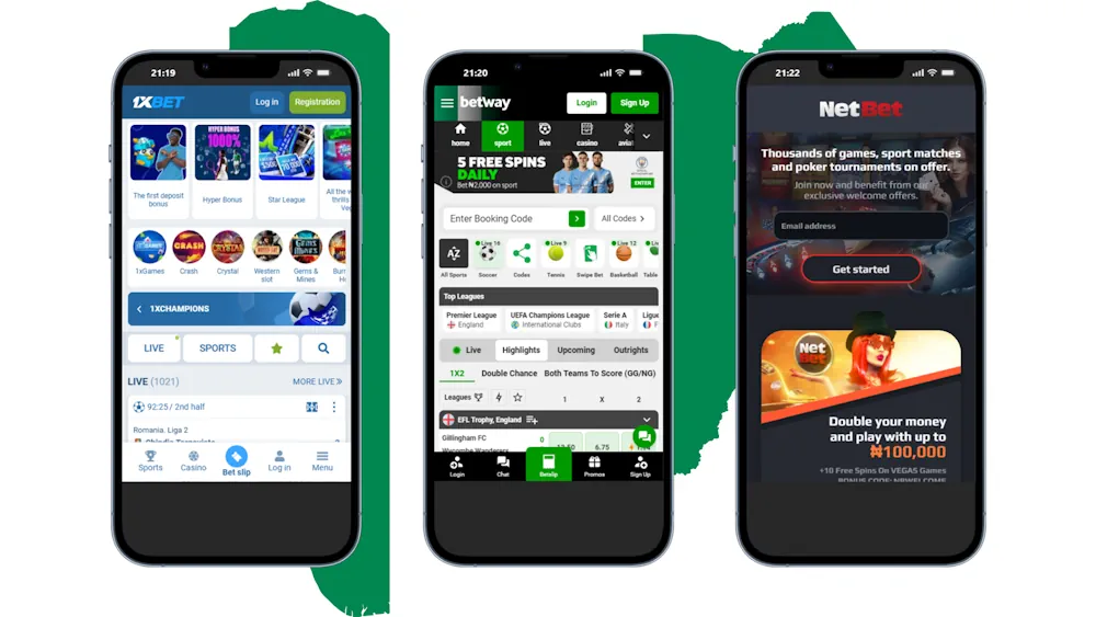 Football Mobile betting apps 1xBet, Betway and NetBet Screenshot