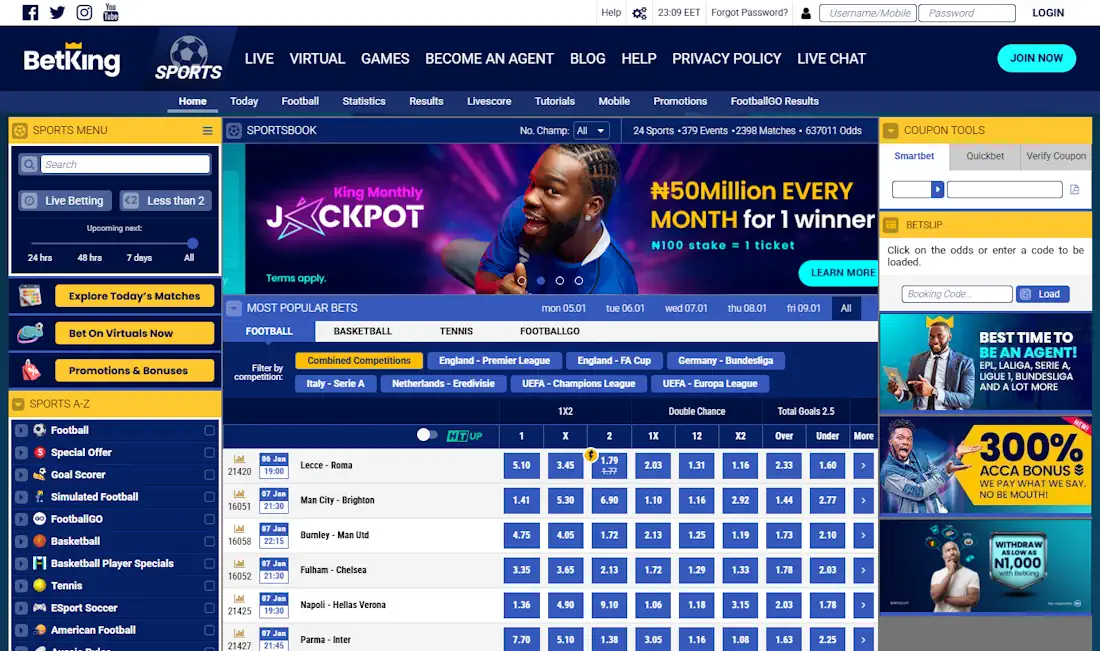 BetKing Sportsbook Screenshot