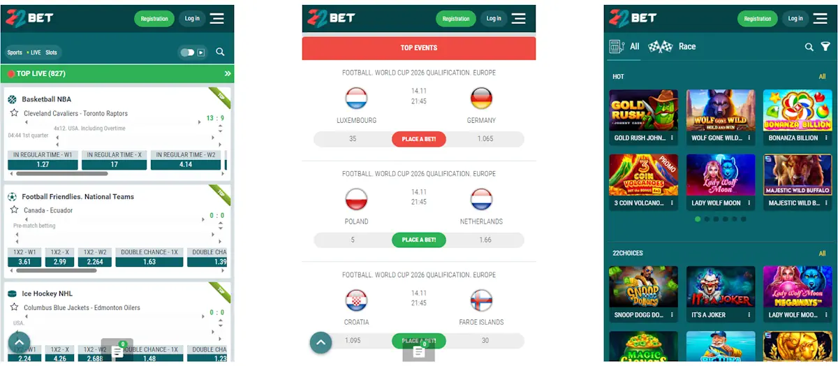 22bet Mobile Screenshot