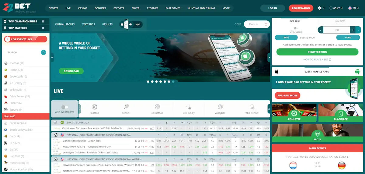 22bet Nigeria Screenshot