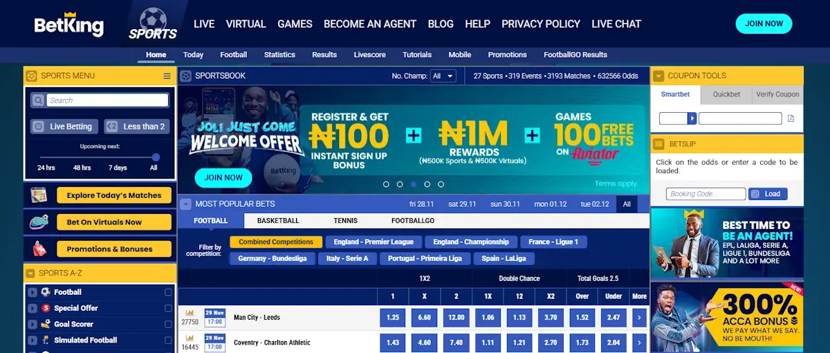 BetKing Website Screenshot
