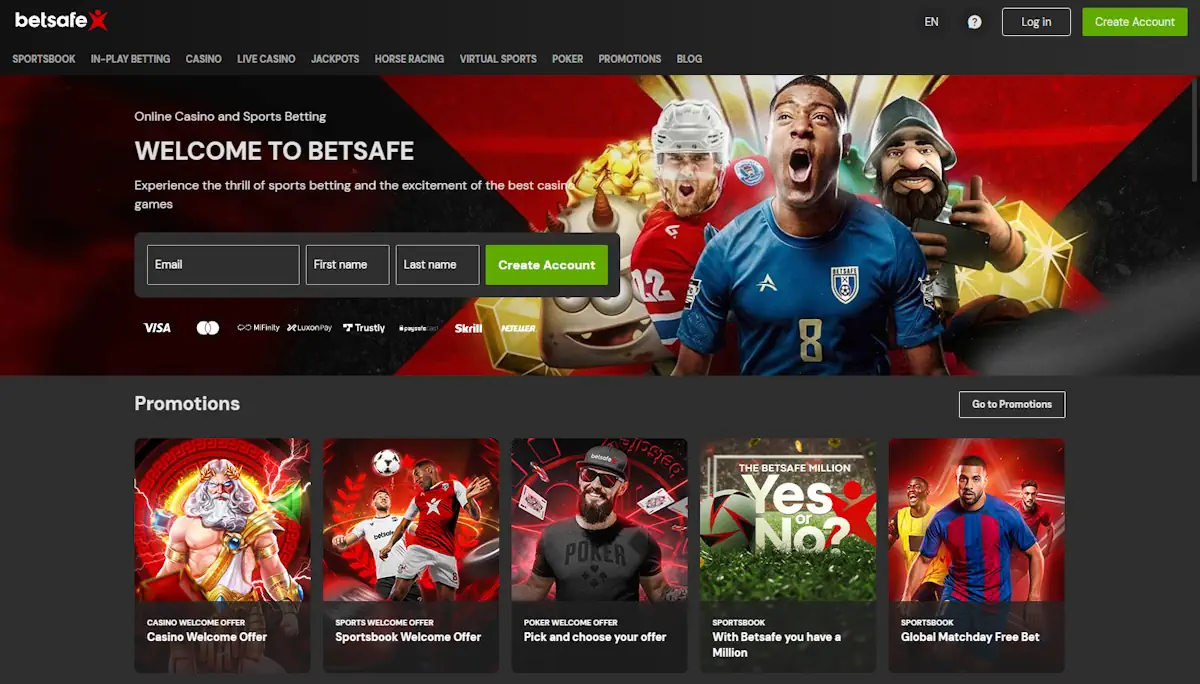 Betsafe Homepage Screenshot