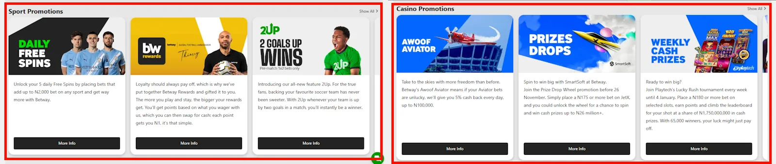 Betway Promotions Screenshot
