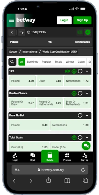 Betway Sports Betting Mobile Screenshot