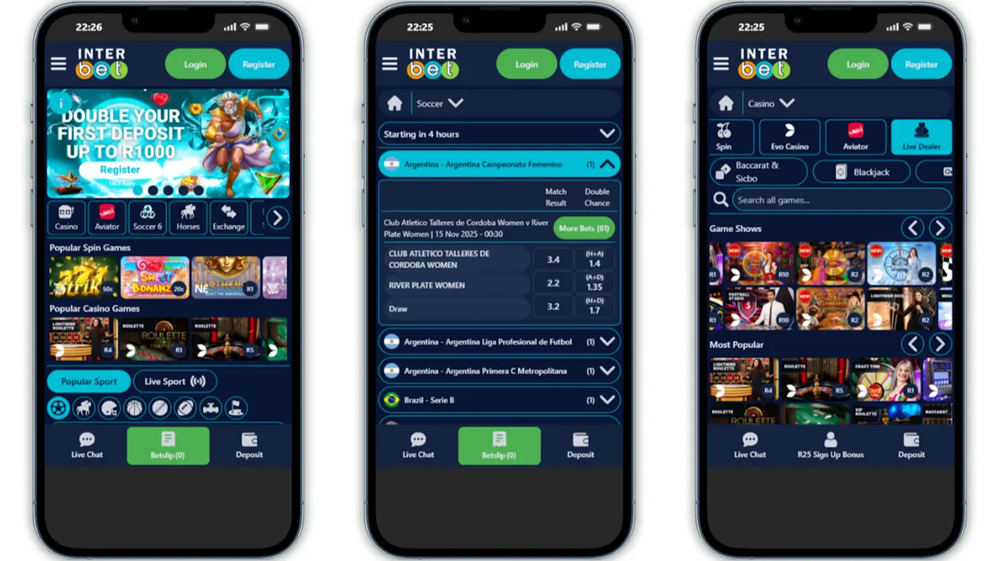 Interbet Mobile App Screenshot