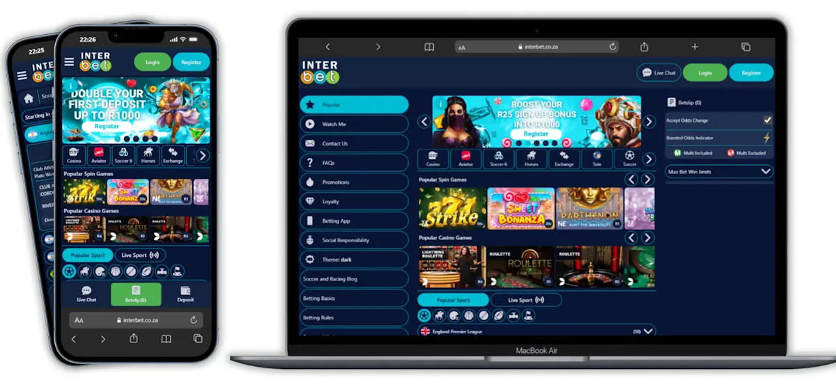 Interbet Mobile vs Desktop view Screenshot