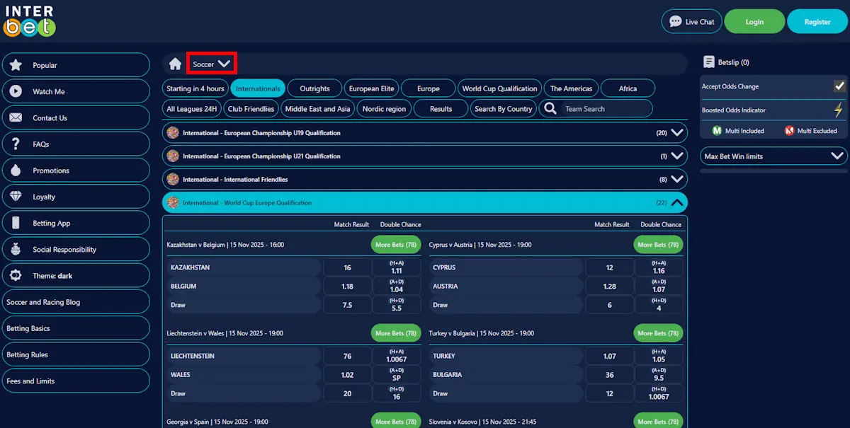 Interbet Soccer Screenshot