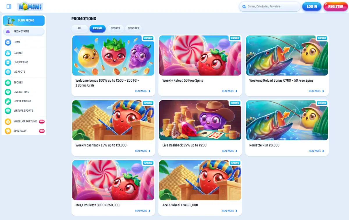 Nomini Casino Bonuses Screenshot