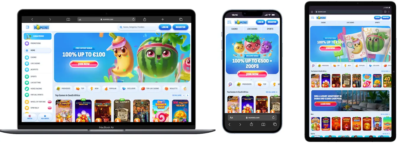 Nomini Desktop vs mobile view Screenshot