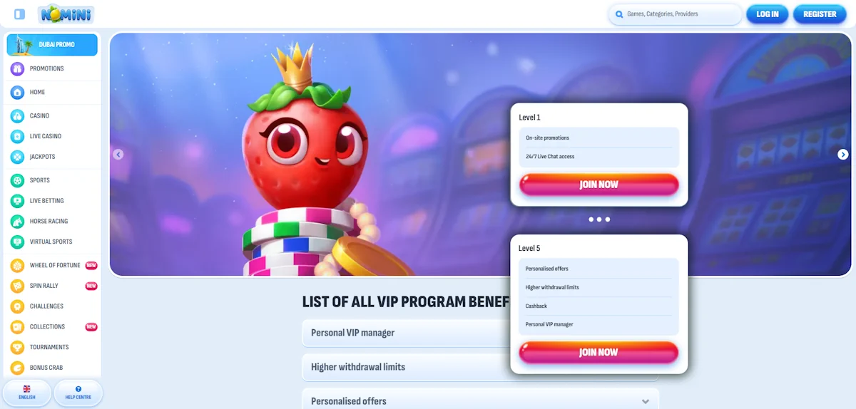 Nomini Five-tier VIP program Screenshot