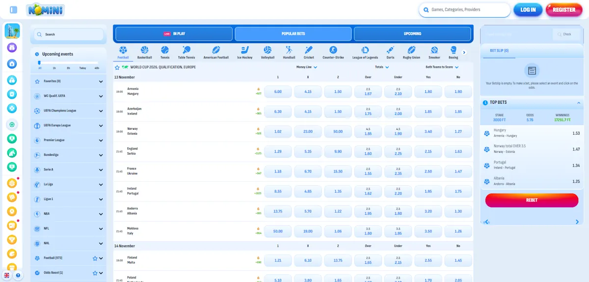 Nomini Sport Betting Screenshot