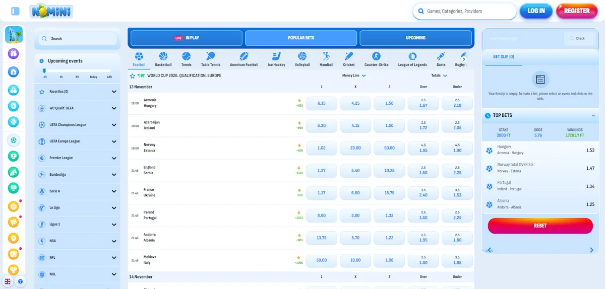 Nomini Sports Betting Screenshot