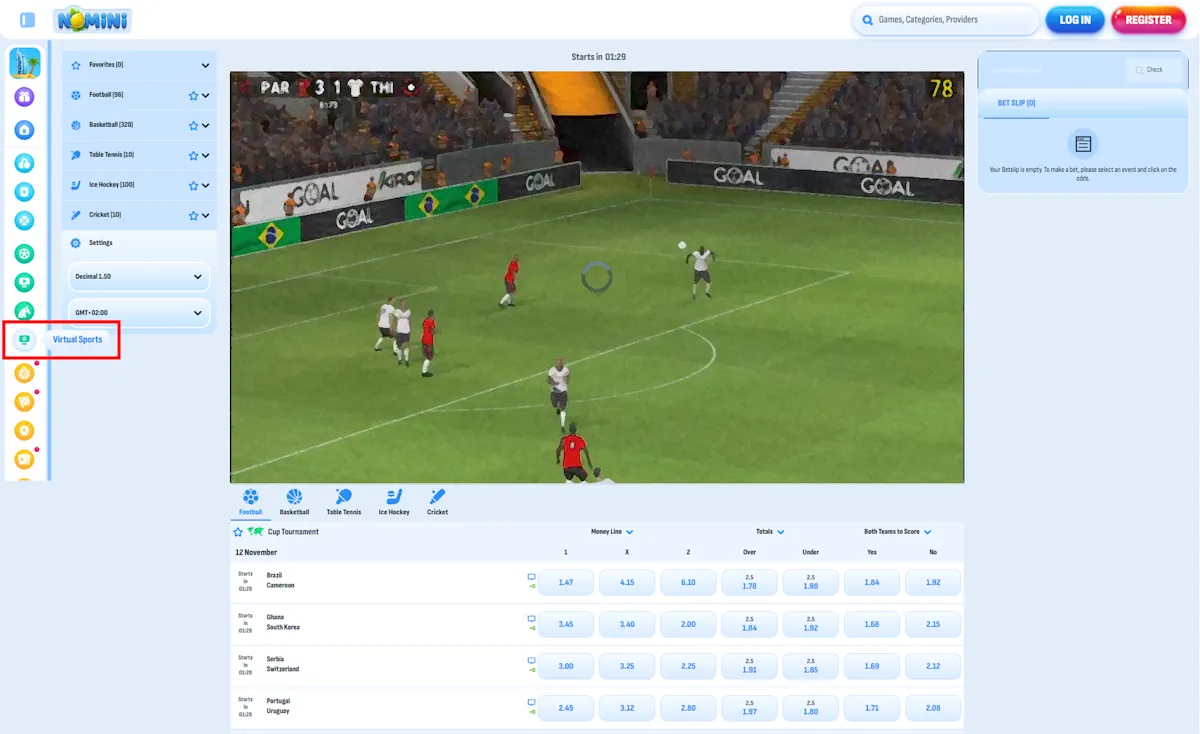 Nomini Virtual sports Screenshot