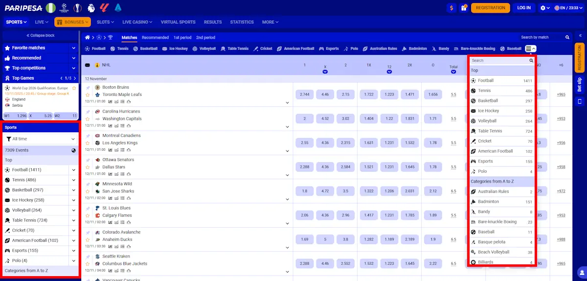 Paripesa Sport Market Screenshot