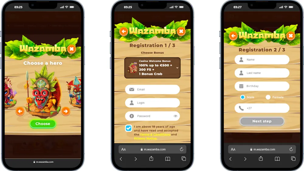 Wazamba Account setup Banner