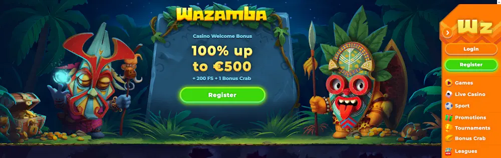 Wazamba Welcome bonus for new users Screenshot