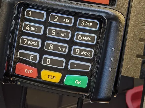 Keypad of a card payment terminal at a shop checkout