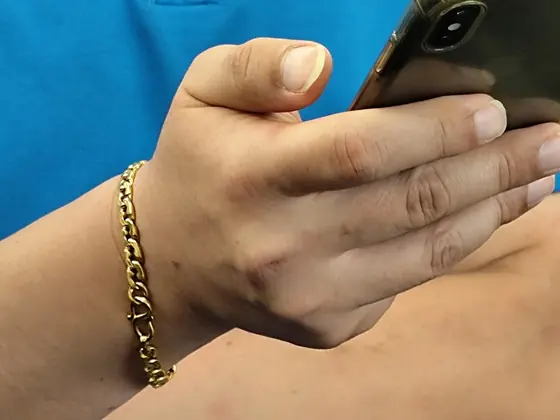 Hands holding a smartphone